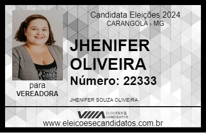 Candidato JHENIFER OLIVEIRA 2024 - CARANGOLA - Eleições