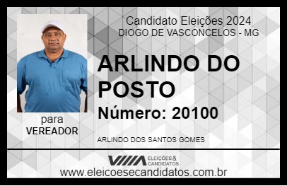 Candidato ARLINDO DO POSTO 2024 - DIOGO DE VASCONCELOS - Eleições