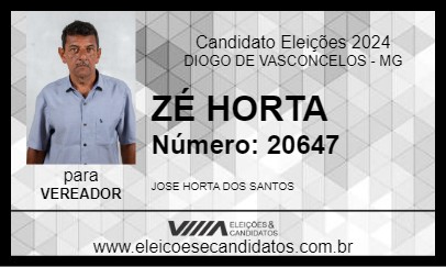 Candidato ZÉ HORTA 2024 - DIOGO DE VASCONCELOS - Eleições