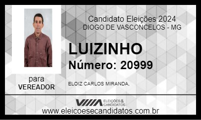 Candidato LUIZINHO 2024 - DIOGO DE VASCONCELOS - Eleições