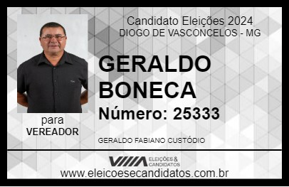 Candidato GERALDO BONECA 2024 - DIOGO DE VASCONCELOS - Eleições