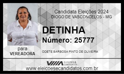 Candidato DETINHA 2024 - DIOGO DE VASCONCELOS - Eleições