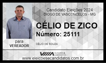 Candidato CÉLIO DE ZICO 2024 - DIOGO DE VASCONCELOS - Eleições