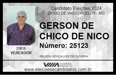 Candidato GERSON DE CHICO DE NICO 2024 - DIOGO DE VASCONCELOS - Eleições