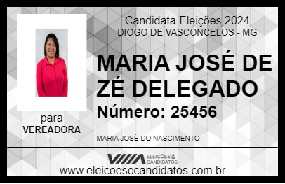 Candidato MARIA JOSÉ DE ZÉ DELEGADO 2024 - DIOGO DE VASCONCELOS - Eleições