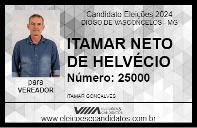 Candidato ITAMAR NETO  DE HELVÉCIO 2024 - DIOGO DE VASCONCELOS - Eleições