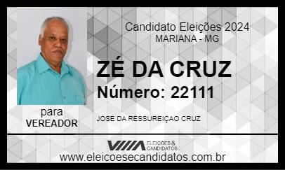 Candidato ZÉ DA CRUZ 2024 - MARIANA - Eleições