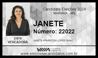 Candidato JANETE 2024 - MARIANA - Eleições