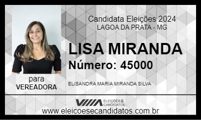 Candidato LISA MIRANDA 2024 - LAGOA DA PRATA - Eleições