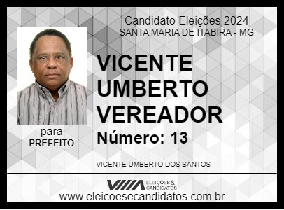 Candidato VICENTE UMBERTO VEREADOR 2024 - SANTA MARIA DE ITABIRA - Eleições