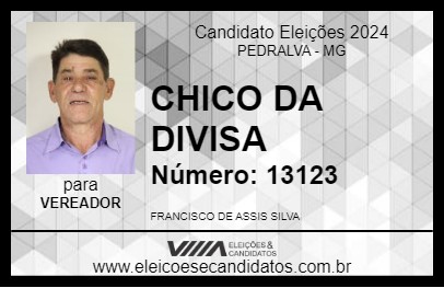 Candidato CHICO DA DIVISA 2024 - PEDRALVA - Eleições