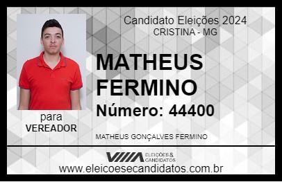 Candidato MATHEUS FERMINO 2024 - CRISTINA - Eleições