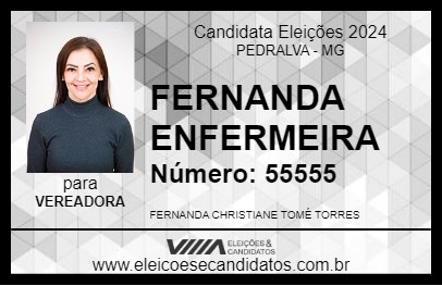 Candidato FERNANDA ENFERMEIRA 2024 - PEDRALVA - Eleições