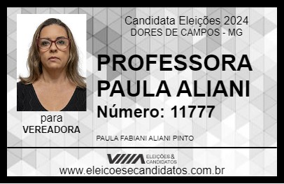 Candidato PROFESSORA PAULA ALIANI 2024 - DORES DE CAMPOS - Eleições