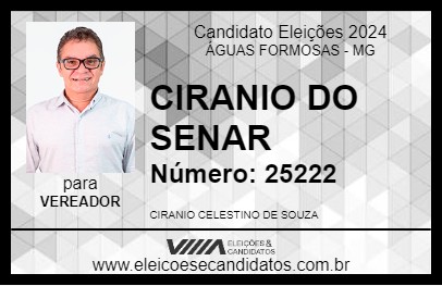 Candidato CIRANIO DO SENAR 2024 - ÁGUAS FORMOSAS - Eleições