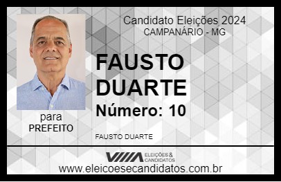 Candidato FAUSTO DUARTE 2024 - CAMPANÁRIO - Eleições