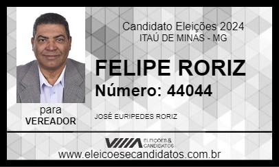 Candidato FELIPE RORIZ 2024 - ITAÚ DE MINAS - Eleições