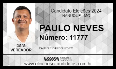 Candidato PAULO NEVES 2024 - NANUQUE - Eleições