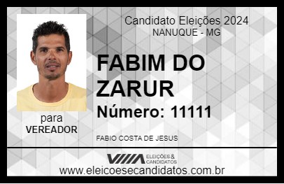 Candidato FABIM DO ZARUR 2024 - NANUQUE - Eleições