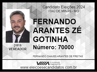 Candidato FERNANDO ARANTES ZÉ GOTINHA 2024 - ITAÚ DE MINAS - Eleições