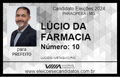 Candidato LÚCIO DA FARMÁCIA 2024 - PARAOPEBA - Eleições