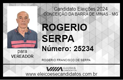 Candidato ROGERIO SERPA 2024 - CONCEIÇÃO DA BARRA DE MINAS - Eleições