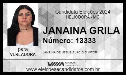 Candidato JANAINA GRILA 2024 - HELIODORA - Eleições