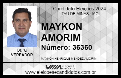 Candidato MAYKON AMORIM 2024 - ITAÚ DE MINAS - Eleições