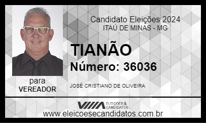 Candidato TIANÃO 2024 - ITAÚ DE MINAS - Eleições