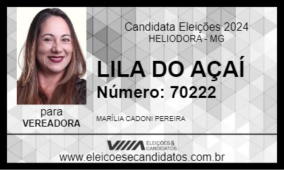 Candidato LILA DO AÇAÍ 2024 - HELIODORA - Eleições