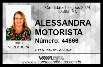 Candidato ALESSANDRA MOTORISTA 2024 - LAMIM - Eleições