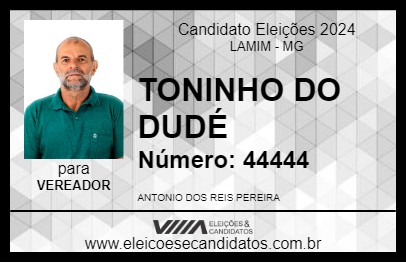 Candidato TONINHO DO DUDÉ 2024 - LAMIM - Eleições