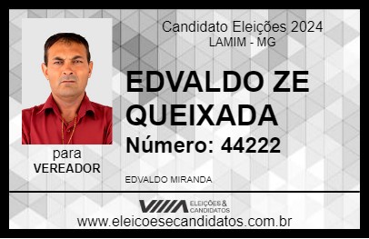 Candidato EDVALDO ZE QUEIXADA 2024 - LAMIM - Eleições