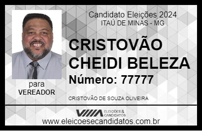 Candidato CRISTOVÃO CHEIDI BELEZA 2024 - ITAÚ DE MINAS - Eleições