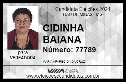 Candidato CIDINHA BAIANA 2024 - ITAÚ DE MINAS - Eleições