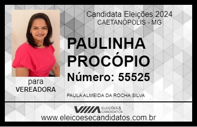 Candidato PAULINHA PROCÓPIO 2024 - CAETANÓPOLIS - Eleições