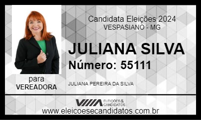 Candidato JULIANA SILVA 2024 - VESPASIANO - Eleições