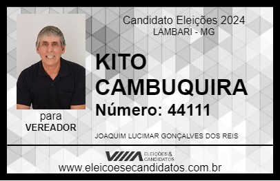 Candidato KITO CAMBUQUIRA 2024 - LAMBARI - Eleições