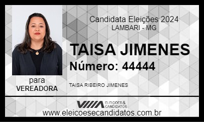 Candidato TAISA JIMENES 2024 - LAMBARI - Eleições