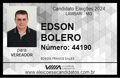 Candidato EDSON BOLERO 2024 - LAMBARI - Eleições