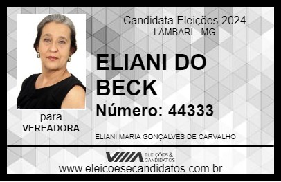 Candidato ELIANI DO BECK 2024 - LAMBARI - Eleições