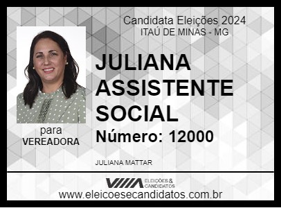 Candidato JULIANA ASSISTENTE SOCIAL 2024 - ITAÚ DE MINAS - Eleições