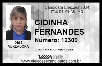 Candidato CIDINHA FERNANDES 2024 - ITAÚ DE MINAS - Eleições