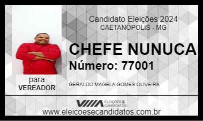 Candidato CHEFE NUNUCA 2024 - CAETANÓPOLIS - Eleições