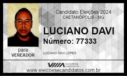 Candidato LUCIANO DAVI 2024 - CAETANÓPOLIS - Eleições