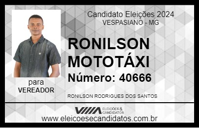 Candidato RONILSON MOTOTÁXI 2024 - VESPASIANO - Eleições