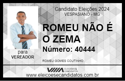 Candidato ROMEU NÃO É O ZEMA 2024 - VESPASIANO - Eleições