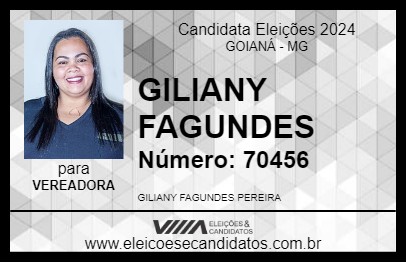 Candidato GILIANY FAGUNDES 2024 - GOIANÁ - Eleições