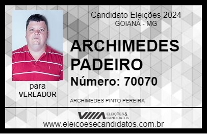 Candidato ARCHIMEDES PADEIRO 2024 - GOIANÁ - Eleições