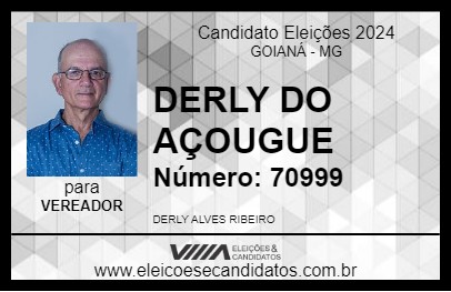 Candidato DERLY DO AÇOUGUE 2024 - GOIANÁ - Eleições